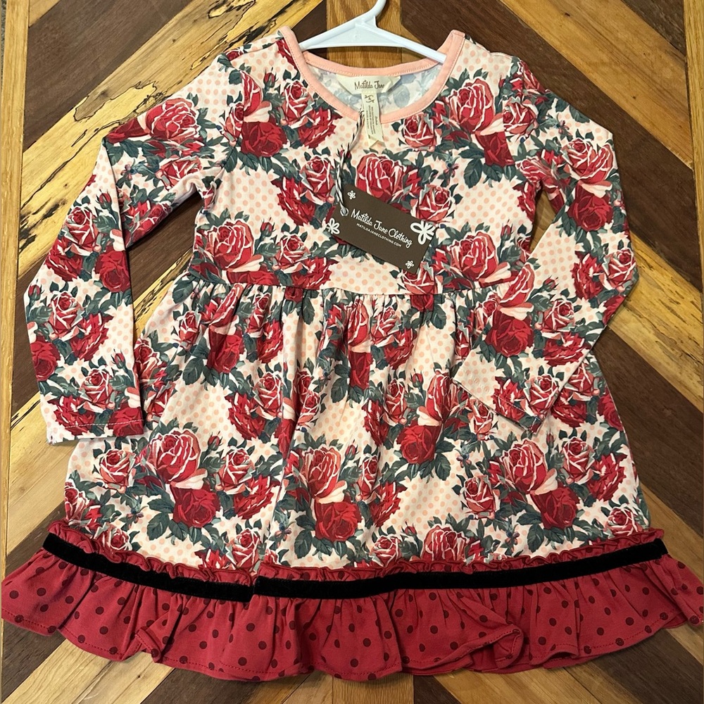 Matilda Jane Floral Dress with Red and Cream